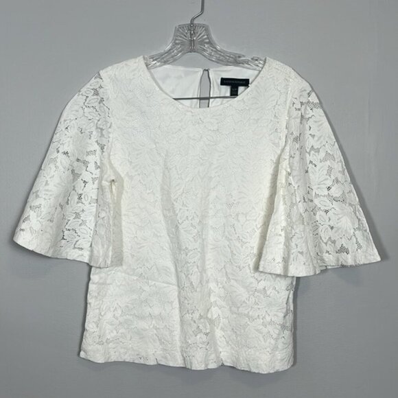 Banana Republic white lace bell sleeve top size small - Picture 2 of 4